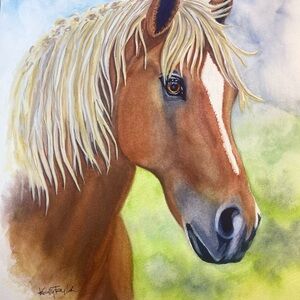 Elegant Brown Horse Print from original Watercolor Painting